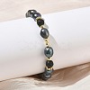 Natural Cultured Freshwater Pearl & Lava Rock Beaded Stretch Bracelets for Women BJEW-JB13714-2
