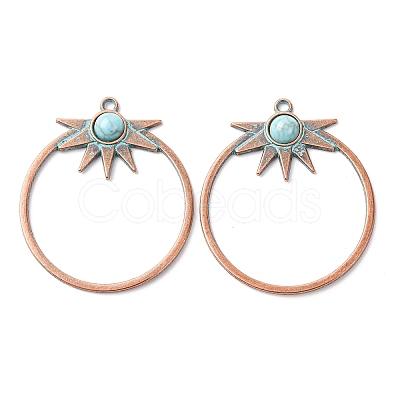 Alloy with Synthetic Turquoise Pendants FIND-B055-01J-1