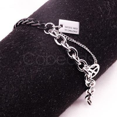 Two Tone Peace Symbol & Quote Charm Bracelets FS-WGFBFF4-01-1