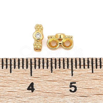 Brass Micro Pave Clear Cubic Zirconia Spacer Bars KK-P302-21A-G-1