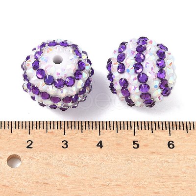 Striped Resin Rhinestone Beads OACR-A037-01A-1