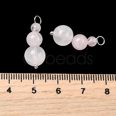 Natural Rose Quartz Round Beaded Pendants PALLOY-JF02867-04-1