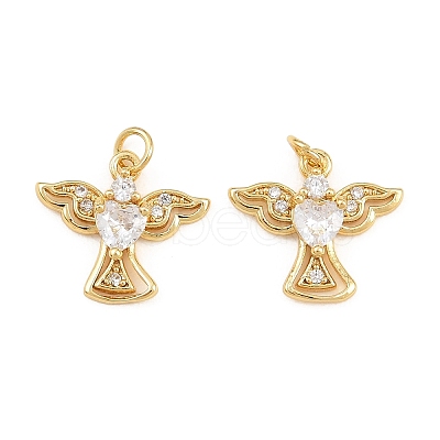 Brass Micro Pave Cubic Zirconia Charms KK-Q085-10G-02-1