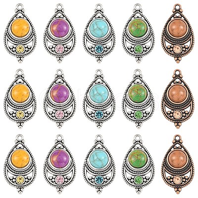 Bohemian Dyed Synthetic Turquoise Pendants FIND-YWC0003-02AB-01-1