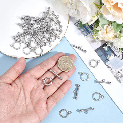 25Pcs 304 Stainless Steel Toggle Clasps STAS-BBC0009-60B-1