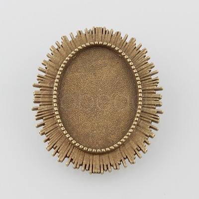 Vintage Alloy Brooch Cabochon Bezel Settings X-PALLOY-O038-22AB-NF-1