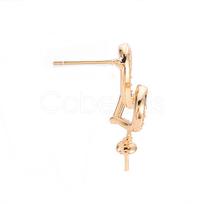 Brass Micro Pave Clear Cubic Zirconia Earring Findings KK-T062-231G-NF-1