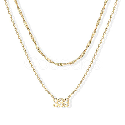 304 Stainless Steel Figure Pendant Double Layer Necklaces for Women FS-WGF1C2D-03-1