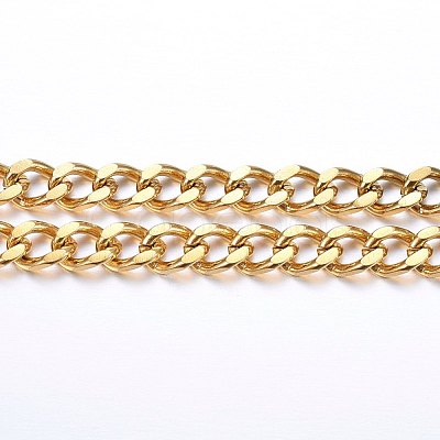 3.28 Feet Ion Plating(IP) 304 Stainless Steel Cuban Link Chains X-CHS-H020-06G-1