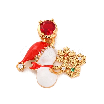 Christmas Theme Brass Micro Pave Cubic Zirconia Pendants KK-C076-27G-07-1