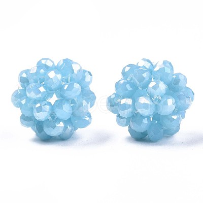 Electroplate Glass Round Woven Beads X-GLAA-T024-01C-1