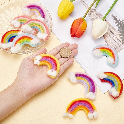 10Pcs 5 Colors Handwork Felt Needle Felting Rainbow Ornaments AJEW-BC0001-98-1