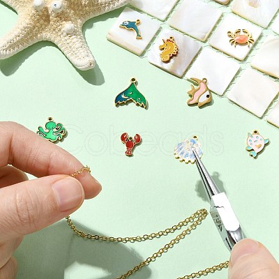 9Pcs 9 Styles 304 Stainless Steel Enamel Pendants STAS-CJ0003-25-1