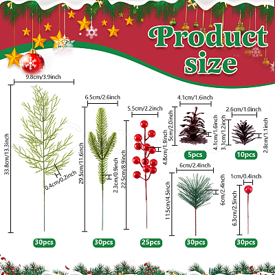 160Pcs Resin & Pvc Artificial Pine Needle Branches FIND-PH0025-62-1