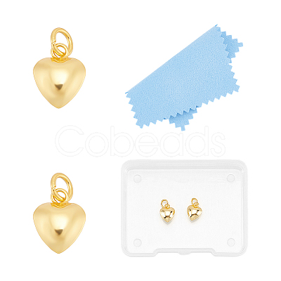 2Pcs 925 Sterling Silver Puffed Heart Charms with Jump Rings STER-UN0001-61G-1