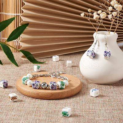 72Pcs 4 Color Handmade Porcelain Ceramic Beads Strands PORC-FW0001-01-1
