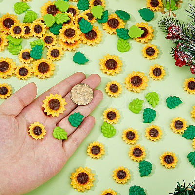100Pcs 3 Styles Opaque Resin Cabochons RESI-HS0001-07-1