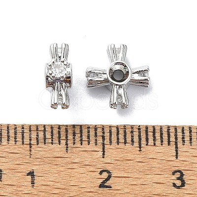Rack Plating Brass Micro Pave Clear Cubic Zirconia Beads KK-U014-10A-P-1