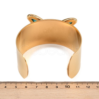 304 Stainless Steel Acrylic Cuff Bangles for Women BJEW-A049-05G-02-1