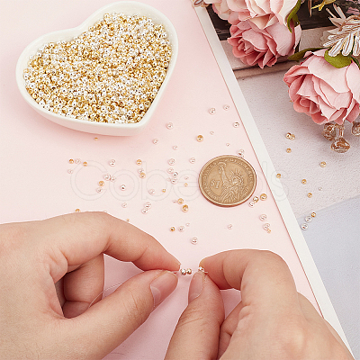 400Pcs 8 Styles Rondelle Brass Crimp Beads KK-NB0003-83-1