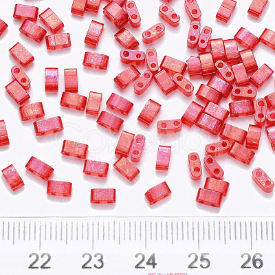 2-Hole Baking Painted Transparent Glass Seed Beads X-SEED-S031-M-254-1