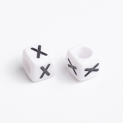 Acrylic Horizontal Hole Letter Beads PL37C9308-X-1