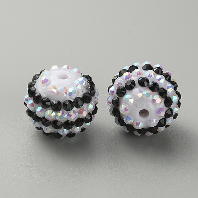 Stripe Pattern Resin Rhinestone Beads RESI-WH0034-20B-1