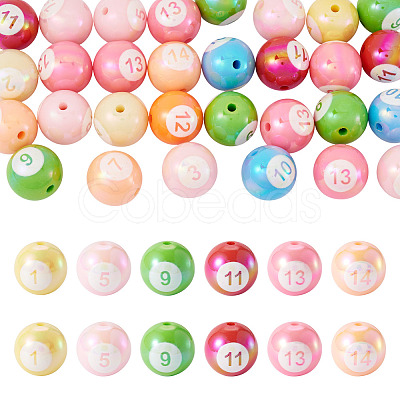 30Pcs Sports UV Plating Opaque Acrylic Beads PACR-TA0001-29-1