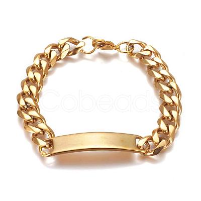 304 Stainless Steel Cuban Link Chain Bracelets BJEW-L661-02G-1