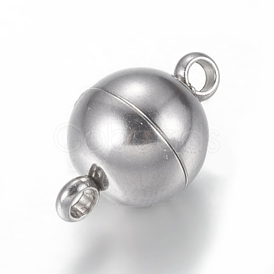 Tarnish Resistant 304 Stainless Steel Magnetic Clasps with Loops X-STAS-K006-8mm-04C-1