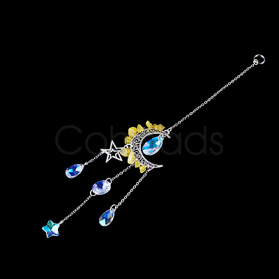 Moon & Star Alloy Hanging Ornaments HJEW-TADJ0022-1