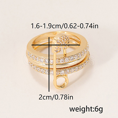 Brass Micro Pave Cubic Zirconia Finger Rings FA7520-3-1