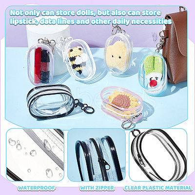 6Pcs 6 Colors Portable Travel Transparent Plastic Zipper Bags with Alloy Clasps ABAG-GA0001-29B-1