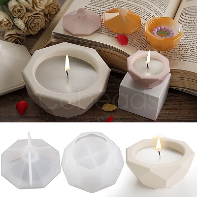 Faceted Octagon DIY Silicone Candle Cup Molds DIY-P078-07-1