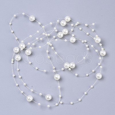ABS Plastic Imitation Pearl Beaded Trim Garland Strand SACR-T354-01G-1