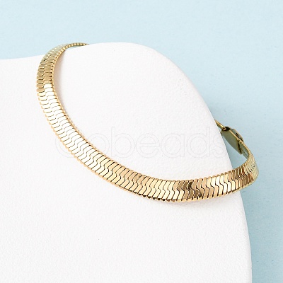 304 Stainless Steel Flat Snake Chain Bracelets BJEW-C134-01B-G-1
