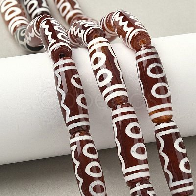 Rice Shape Tibetan Style dZi Beads Strands G-A269-A14-01-1