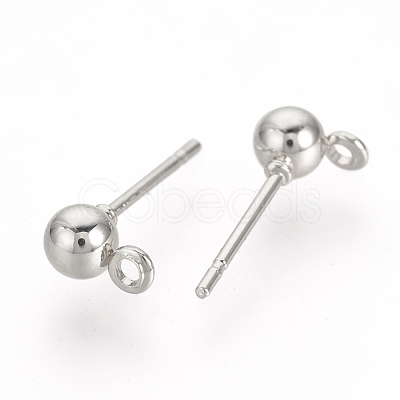 Iron Ball Stud Earring Findings X-KK-R071-09P-1