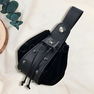 Viking PU Leather Drawstring Wallets with Antique Bronze Tone Iron Rivets AJEW-WH0816-099AB-02-1