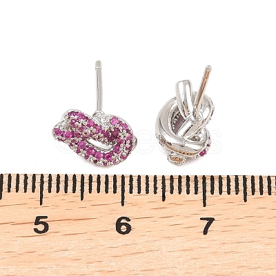 knot Brass Micro Pave Cubic Zirconia Stud Earrings EJEW-C174-01P-02-1
