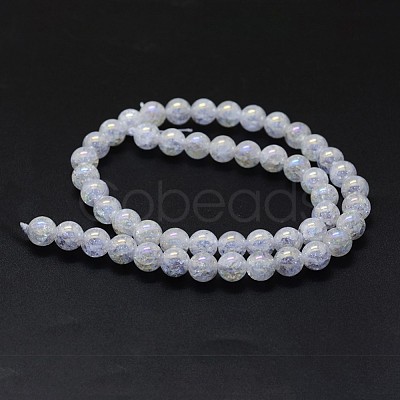 Electroplated Natural Crackle Quartz Crystal Beads Strands G-K285-08-6mm-1