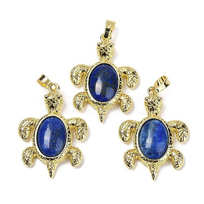 Dyed Natural Lapis Lazuli & Brass Pendants KK-F887-01G-16-1