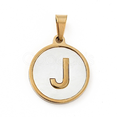 PVD Vacuum Plating 304 Stainless Steel with White Shell Pendants STAS-G268-01J-G-1