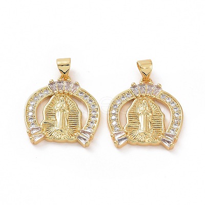 Brass Micro Pave Clear Cubic Zirconia Pendants ZIRC-F135-23G-1