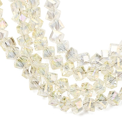 Electroplate Transparent Glass Beads Strands GL-CBA7A17-01A-12-1