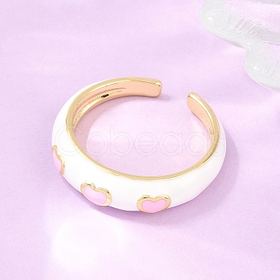Brass Enamel Cuff Open Rings RJEW-P190-01G-01-1