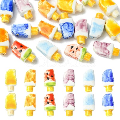 18Pcs 6 Colors Handmade Porcelain Beads PORC-CJ0001-38-1