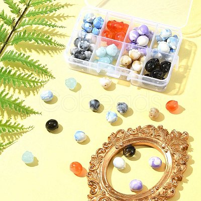 80Pcs 8 Colors Two Tone Transparent/Opaque Acrylic Beads TACR-FS0001-48-1