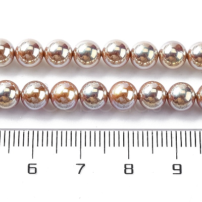 UV Plating Pearlized Glass Pearl Beads Strands GLAA-F128-01A-T15-1