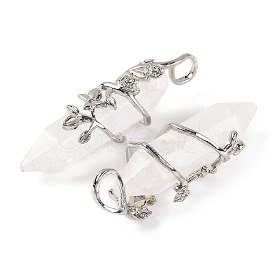 Natural Quartz Crystal Double Terminal Pointed Pendants G-C144-03P-05-1